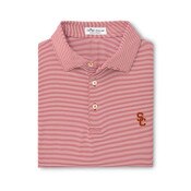 USC Trojans Men's Peter Millar Cardinal Jubilee Stripe Performance Polo